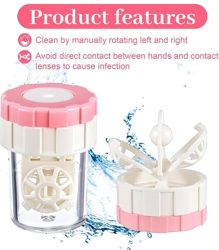 2 PCS Clear Care Contact Case, Plastic Manually Contact Lens Cleaner Case, Portable Rotation Contacts Cleaner Cases, Suitable for Home, School, Travel or Outdoor Activities in Saudi Arabia