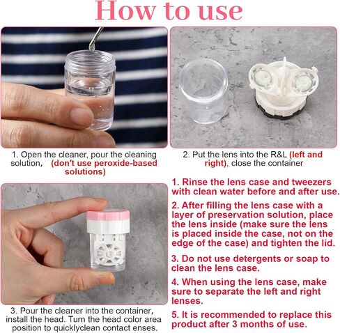 2 PCS Clear Care Contact Case, Plastic Manually Contact Lens Cleaner Case, Portable Rotation Contacts Cleaner Cases, Suitable for Home, School, Travel or Outdoor Activities in Saudi Arabia