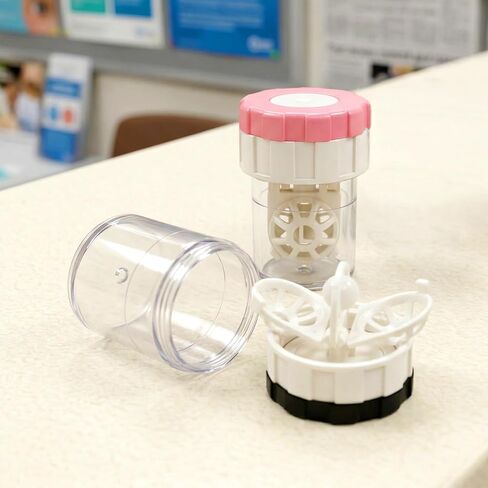 2 PCS Clear Care Contact Case, Plastic Manually Contact Lens Cleaner Case, Portable Rotation Contacts Cleaner Cases, Suitable for Home, School, Travel or Outdoor Activities in Saudi Arabia