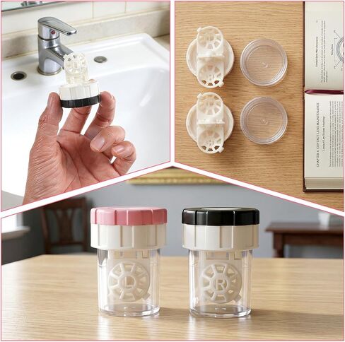 2 PCS Clear Care Contact Case, Plastic Manually Contact Lens Cleaner Case, Portable Rotation Contacts Cleaner Cases, Suitable for Home, School, Travel or Outdoor Activities in Saudi Arabia