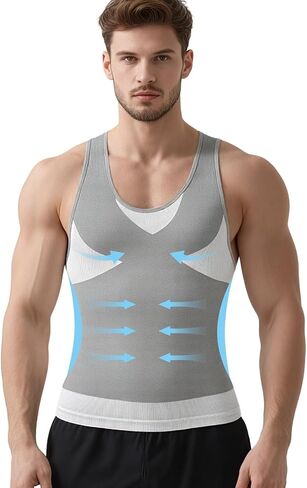 Compression Shirt Men Shapewear Slimming Body Shaper Vest Compression Tank Top Undershirt in Saudi Arabia