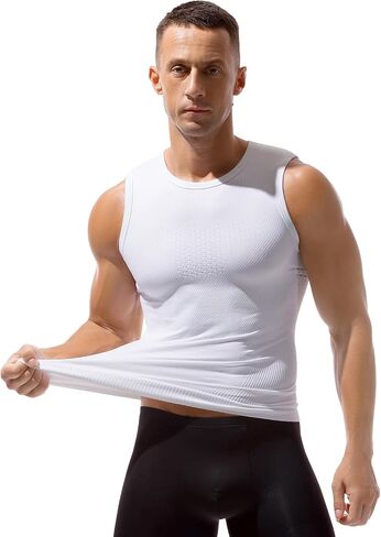 Casey Kevin Men's Shapewear Tank Top Sleeveless Compression Shirt Slimming Vest Gynecomastia Tummy Control Undershirts 3 Pack in Kuwait