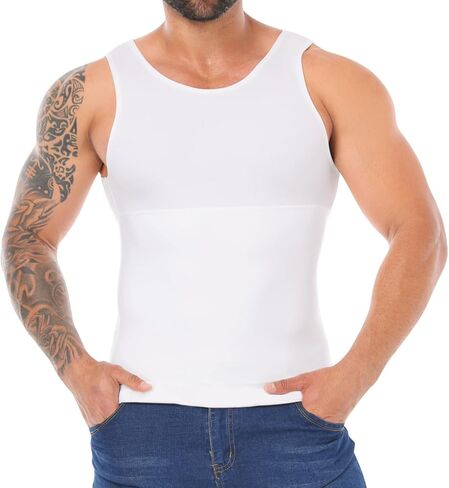 Mens Shapewear Slimming Body Shaper Compression Shirt Tummy Control Undershirt Abdomen Gynecomastia Tank Top Vest in Saudi Arabia