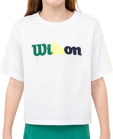 تي شيرت WILSON Girls Boxy Fit بأكمام قصيرة وشعار تي شيرت رياضي كاجوال ملابس رياضية يومية مريحة in Kuwait