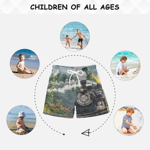 Aflyko Boys' Board Shorts Steam Train Mountain Swim Trunk Beach Swimwear L in Saudi Arabia