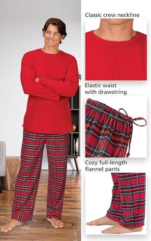 PajamaGram Mens Flannel Pajamas - Christmas Pajamas For Men, Red, MD in Kuwait