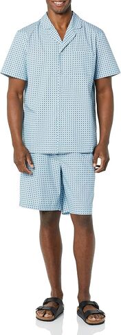 Amazon Essentials Men's Cotton Stretch Poplin Notch Collar Short Pj Set in Kuwait