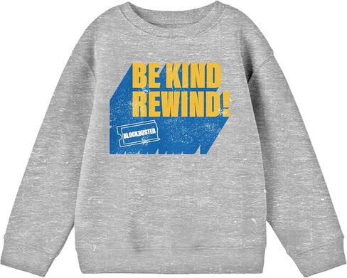 Bioworld Blockbuster Be Kind, Rewind Distressed Junior's Gray Sweatshirt in Kuwait
