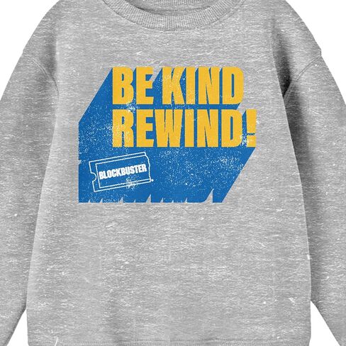 Bioworld Blockbuster Be Kind, Rewind Distressed Junior's Gray Sweatshirt in Kuwait