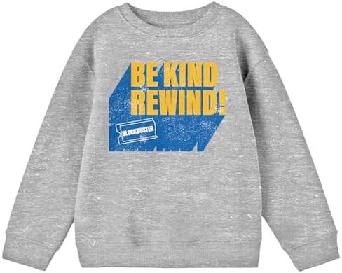 Bioworld Blockbuster Be Kind, Rewind Distressed Junior's Gray Sweatshirt in Kuwait