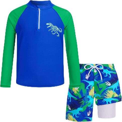 Boys Swim Sets Size 7-12 Swim Trunks with Rash Guard for Boys Quick Dry Kids Bathing Suits Boys Swimwear in Saudi Arabia