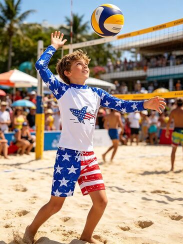 UNIFACO Boys UPF 50+ Rash Guard مجموعة السباحة طويلة الأكمام سريعة الجفاف ثوب السباحة قميص السباحة جذوع للشاطئ وحمام السباحة وركوب الأمواج 7-14T in Kuwait