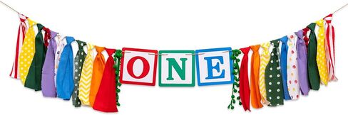 Gostman Building Blocks Theme One High Chair Banner - Bricks One Highchair Banner for 1st Birthday Party Decoration, Colorful Decorations for First Birthday (bricks one banner) in Saudi Arabia