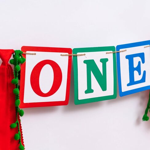 Gostman Building Blocks Theme One High Chair Banner - Bricks One Highchair Banner for 1st Birthday Party Decoration, Colorful Decorations for First Birthday (bricks one banner) in Saudi Arabia