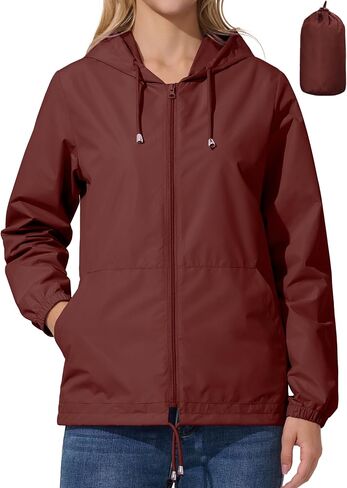 UIQUR Womens Rain Jacket Lightweight Windbreaker Waterproof Raincoat Cycling Running Hiking Gear Hood Packable in Kuwait