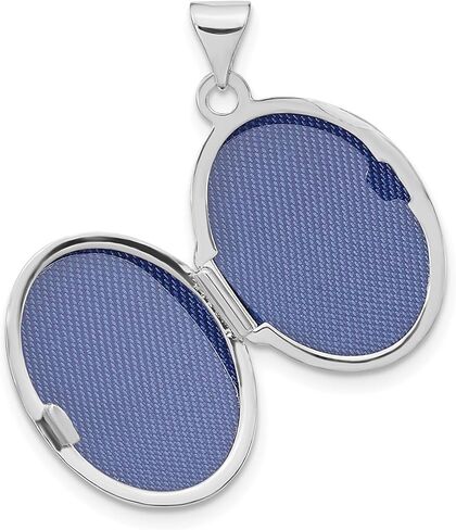 DEWBERRY 14k White Gold Pink Enamel Leaves 19mm Oval Locket (Weight : 1.25gm, Length : 26.4mm, Width : 15.3mm) in Kuwait