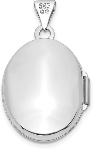 DEWBERRY 14k White Gold Pink Enamel Leaves 19mm Oval Locket (Weight : 1.25gm, Length : 26.4mm, Width : 15.3mm) in Kuwait