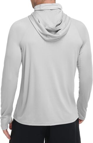 FISHEAL Men's UPF 50+ Sun Hoodie, UV Protection Quick Dry Long Sleeve Fishing Shirts, Hooded Rash Guard Hiking with Mask in Saudi Arabia
