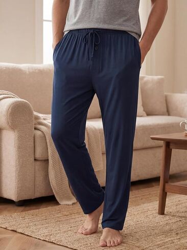 Latuza Men's 26" Inseam Short Length Pajama Pants Bamboo Viscose Lounge Pants in Kuwait