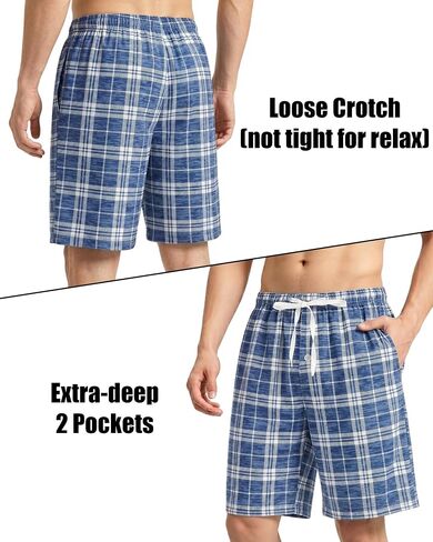 MyFav Men's Plaid Pajama Shorts 3-Pack Sleepwear Shorts with Pockets Lounge Summer Comfy Pj Bottom in Saudi Arabia