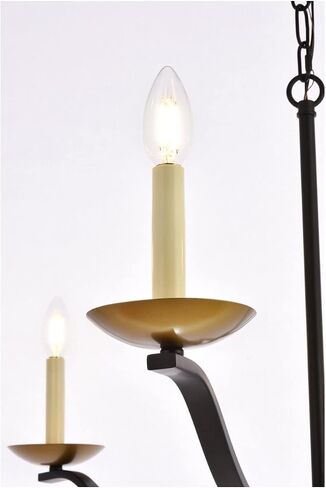Trey 6-Light Mid-Century Metal Pendant in Black and Brass in Saudi Arabia