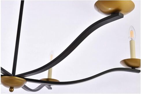 Trey 6-Light Mid-Century Metal Pendant in Black and Brass in Saudi Arabia