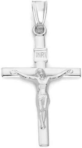 Generic قلادة صلب من الذهب الأبيض عيار 14 قيراط INRI Crucifix - مجوهرات صليب الإيمان الديني، أصفر in Kuwait