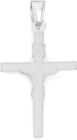 Generic قلادة صلب من الذهب الأبيض عيار 14 قيراط INRI Crucifix - مجوهرات صليب الإيمان الديني، أصفر in Kuwait