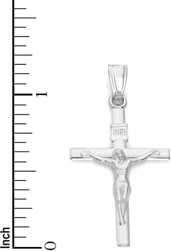Generic قلادة صلب من الذهب الأبيض عيار 14 قيراط INRI Crucifix - مجوهرات صليب الإيمان الديني، أصفر in Kuwait