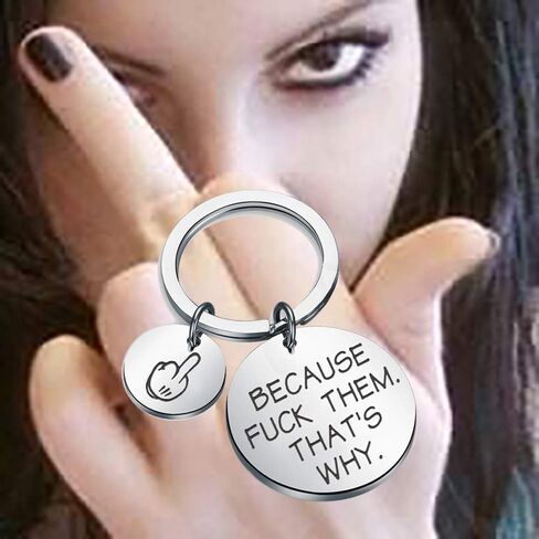 Lywjyb Birdgot Rebel Feminist Gift Because Fuck Them That's Why Rebel Keychain Rebellious Friend Gift in Kuwait