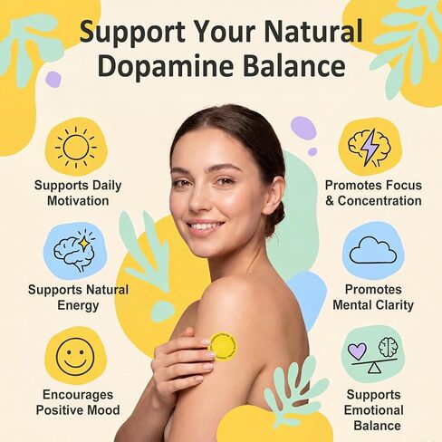 Dopamine Patches Extra Strength – 90 Count Mood Support Patch for Energy & Balance – Plant-Based Non-GMO Dopamine Patch – Serotonin Support for Women & Men – 3 Month Supply in Saudi Arabia