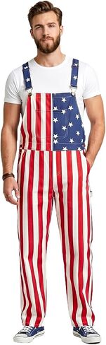 Okbebe Men 4th of July Overalls Adults American Flag Outfit Jumpsuit USA Festival Shorts in Saudi Arabia