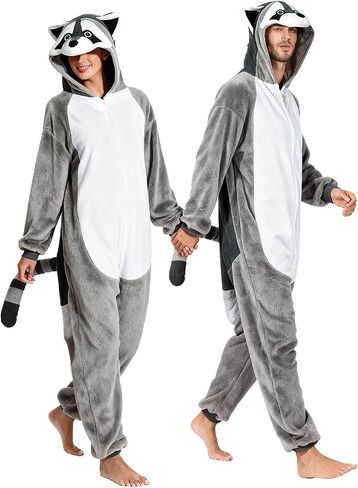 ABPTBAZ Loose - fitting Adult Raccoon Lizard Crow Onesie Pajamas Halloween Christmas Cosplay Costume Women Men in Saudi Arabia