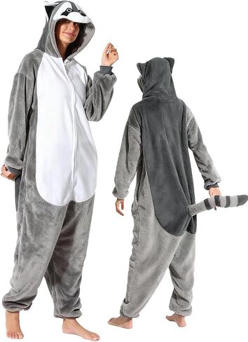 ABPTBAZ Loose - fitting Adult Raccoon Lizard Crow Onesie Pajamas Halloween Christmas Cosplay Costume Women Men in Saudi Arabia