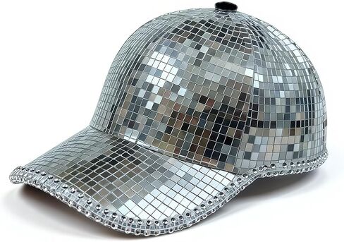 Disco Ball Cowboy Hat - Silver Mirrored Disco Hat, Sparkly Festival Hat for Women Men, Shiny Disco Cowgirl Cap for Party Rave Concert Costume Accessory in Saudi Arabia