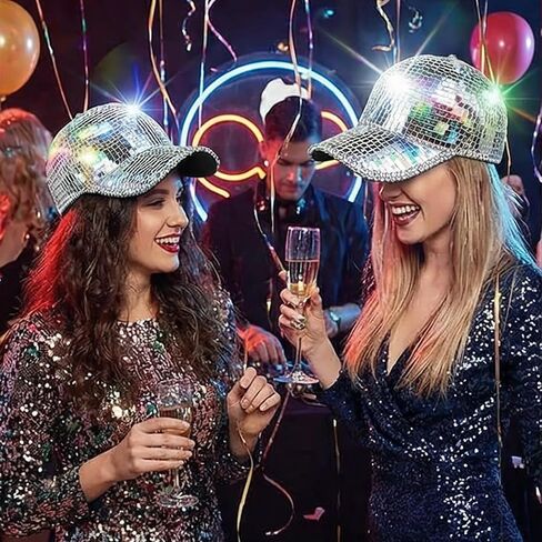 Disco Ball Cowboy Hat - Silver Mirrored Disco Hat, Sparkly Festival Hat for Women Men, Shiny Disco Cowgirl Cap for Party Rave Concert Costume Accessory in Saudi Arabia