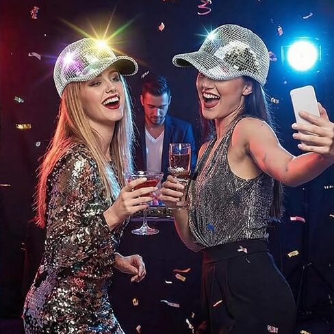 Disco Ball Cowboy Hat - Silver Mirrored Disco Hat, Sparkly Festival Hat for Women Men, Shiny Disco Cowgirl Cap for Party Rave Concert Costume Accessory in Saudi Arabia