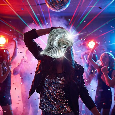 Disco Ball Cowboy Hat - Silver Mirrored Disco Hat, Sparkly Festival Hat for Women Men, Shiny Disco Cowgirl Cap for Party Rave Concert Costume Accessory in Saudi Arabia