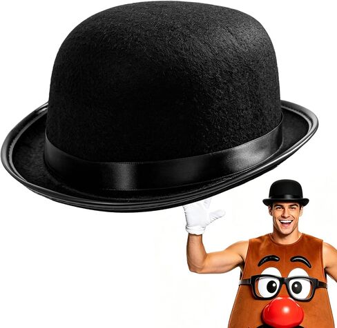 Black Derby Hat,Classic Bowler Hats Vintage Steampunk Victorian Dress Up Fedoras for Men Women,Halloween Cosplay,Carnival Costume,Themed Party,Stage Play Suitable for Small Dad Head Circumference in Saudi Arabia