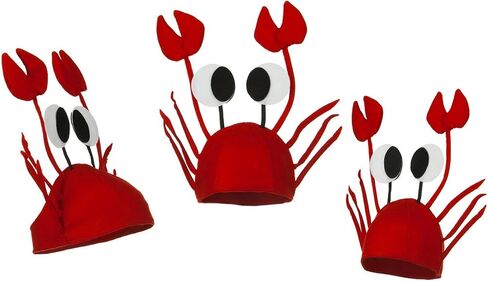3 Pieces Felt Crab Hat for Party Novelty Cap 3D Crab Funny Party Seafood Hat Costume Cap Animal Headgear with Claws for Unisex Adults in Kuwait