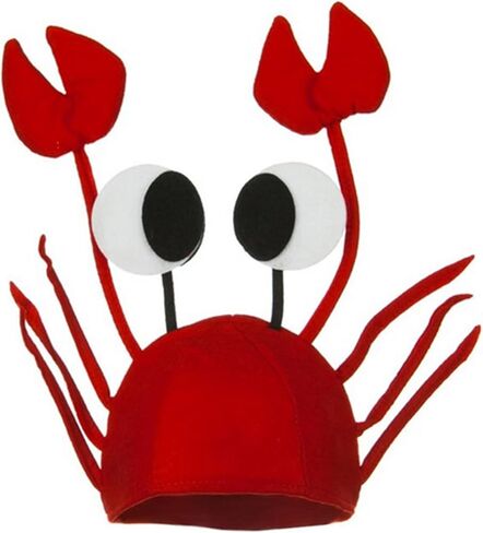 3 Pieces Felt Crab Hat for Party Novelty Cap 3D Crab Funny Party Seafood Hat Costume Cap Animal Headgear with Claws for Unisex Adults in Kuwait