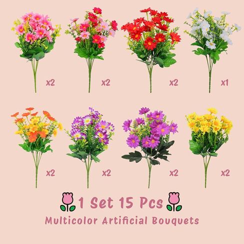 Outdoor Artificial Hanging Flowers: Boast 25% More Blooms Than Standard Models - 3-Year All-Weather UV & Fade Resistant - 95% Lifelike Silk Flowers for Porch Patio Garden Decor in Saudi Arabia