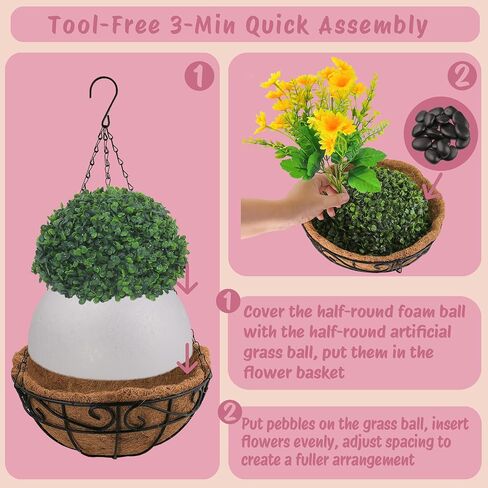 Outdoor Artificial Hanging Flowers: Boast 25% More Blooms Than Standard Models - 3-Year All-Weather UV & Fade Resistant - 95% Lifelike Silk Flowers for Porch Patio Garden Decor in Saudi Arabia