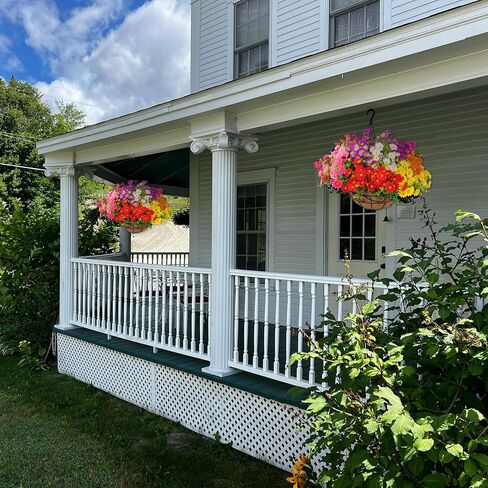 Outdoor Artificial Hanging Flowers: Boast 25% More Blooms Than Standard Models - 3-Year All-Weather UV & Fade Resistant - 95% Lifelike Silk Flowers for Porch Patio Garden Decor in Saudi Arabia