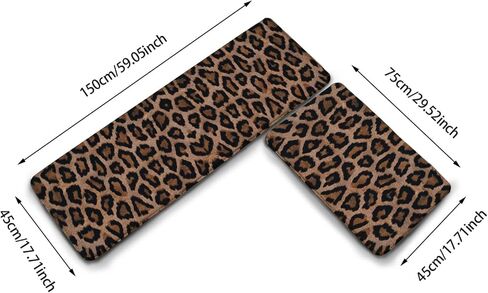 Cool Cheetah Leopard Pattern Kitchen Rug Set 2 PCS Floor Mats Washable Non-Slip Soft Flannel Runner Rug Doormat Carpet for Kitchen Bathroom Laundry in Saudi Arabia