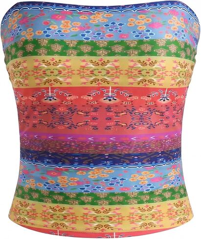 ZAFUL Women's Tankini Top Bandeau Tummy Control Strapless Bathing Suits Swim Top Only in Kuwait