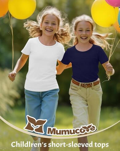 4 Pack Girls Shirts Short Sleeve Tshirts Summer Scoop Neck Basic Tops Soft Crewneck Kids Solid Color Tees 5-14 Years in Saudi Arabia