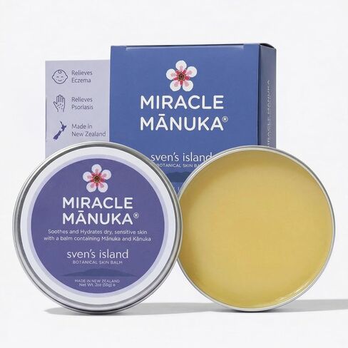Sven's Island Miracle Manuka - Natural Skin Balm (1.94oz) | Steroid-Free Eczema Cream & Miracle Balm | Dermatologist Approved | With Manuka Leaf Oil | For Dry Sensitive Skin | Made in New Zealand in Kuwait