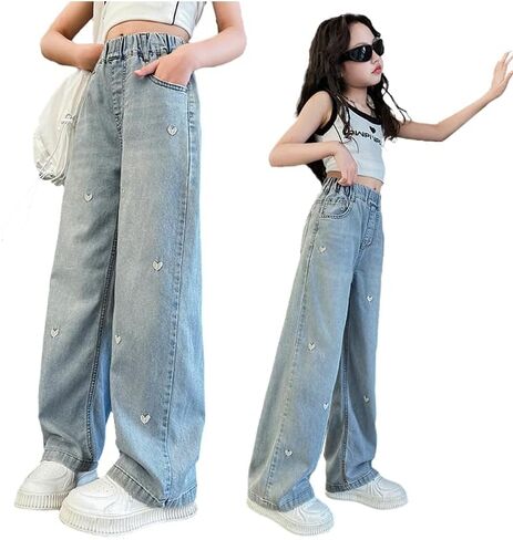 Girls' Loose Fit Jeans Comfortable Everyday Wear SoftMaterial Relaxed Design Perfect for Casual Outings in Kuwait