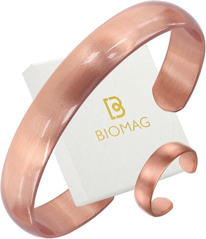 BioMag Pure Copper Bracelet & Ring for Women Men, 99.99% Solid Handmade Copper Cuff Bangle, Adjustable Jewelry Gift with Gift Box in Saudi Arabia